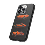 C3 Corvette Art Phone Case Orange, Three-View Vector Cover, Gift