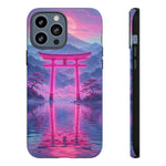 Neon Torii Gate Mountain Vaporwave Art Tough Phone Case
