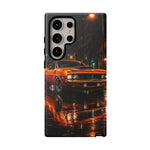 Orange Cuda Phone Case, Rainy City Night Muscle Car Tough Cover