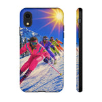 Retro Skiers Phone Case | Neon 80s Skiing Tough Cover