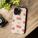 Pink Cherry Pattern Phone Case | Cute Retro Fruit Design