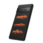 C3 Corvette Art Phone Case Orange, Three-View Vector Cover, Gift