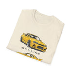 Yellow 1999 Skyline Illustration JDM T-Shirt | R34 GTR Car Trio