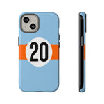 Copy of Blue Orange Number 20 Retro Racing Stripe Tough Phone Case Cover