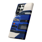 R34 Skyline GT-R Bayside Blue Tough Phone Case for 90s JDM Fans