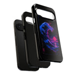 Cresting Wave Glitch Art Tough Phone Case - Blue Magenta