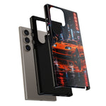 Orange Supra Phone Case, Neon City Night JDM Sports Car Tough Cover