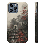 Autumn Temple Steps phone case | Japanese watercolor landscape cover