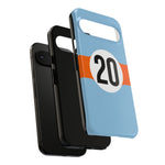 Copy of Blue Orange Number 20 Retro Racing Stripe Tough Phone Case Cover