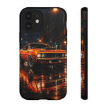 Orange Cuda Phone Case, Rainy City Night Muscle Car Tough Cover