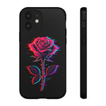 Glitch Rose Neon Phone Case Vaporwave Tough Cover