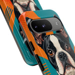Boston Terrier Pop-Art Portrait Tough Phone Case - Teal Orange