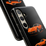 C3 Corvette Art Phone Case Orange, Three-View Vector Cover, Gift