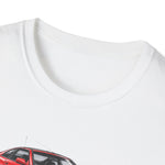 1990 Red 300ZX Car Illustration T-Shirt | Sports Car Side Front Rear Views