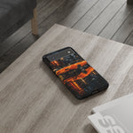 Orange Daytona Phone Case, Rainy City Night Muscle Car Tough Cover