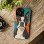 Boston Terrier Pop-Art Portrait Tough Phone Case - Teal Orange