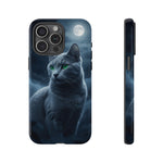 Russian Blue Cat Silver Moonlight Art Tough Phone Case