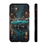 Vintage Teal 1957 Bel Air Classic Car Tough Case | Retro Rainy City Phone Cover
