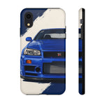 R34 Skyline GT-R Bayside Blue Tough Phone Case for 90s JDM Fans