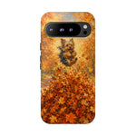 Yorkshire Terrier Jumping in Autumn Leaves Tough Case | Fall Dog Phone Cover