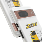 Z06 Corvette Phone Case, Yellow Sketch Reveal Chrome Cover