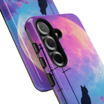 Silhouette Cat Moon Phone Case | Purple Pink Sky Vaporwave Cover