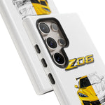 Z06 Corvette Phone Case, Yellow Sketch Reveal Chrome Cover