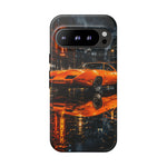 Orange Daytona Phone Case, Rainy City Night Muscle Car Tough Cover