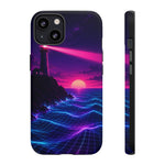 Neon Lighthouse Grid Ocean Art Tough Phone Case