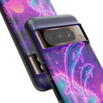 Neon Dolphin Ocean Vaporwave Art Tough Phone Case