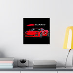 Red Corvette C8 Z06 Poster Modern Supercar Wall Art