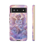 Cherub Cloud Throne Phone Case, Pastel Marble 3D Render Cover
