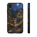 Moonlit Garden Cat Phone Case, Firefly Painterly Art Cover