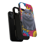 British Shorthair Round Pop Art Tough Phone Case