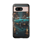 Vintage Teal 1957 Bel Air Classic Car Tough Case | Retro Rainy City Phone Cover