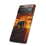 Classic Semi Truck Sunset Highway Phone Case Tough Case