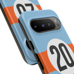 Copy of Blue Orange Number 20 Retro Racing Stripe Tough Phone Case Cover