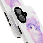 Pastel Cat Beanie Phone Case, Glitch Color Block Cover, Gift