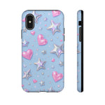 Pink Hearts & Holographic Stars Phone Case | Tough Cover