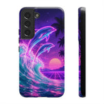 Neon Dolphin Ocean Vaporwave Art Tough Phone Case