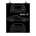 1980s RX-7 FC Poster JDM Rotary Sports Car Blueprint Wall Art Garage Decor