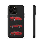 C4 Corvette Art Phone Case Red, Three-View Vector Cover, Gift