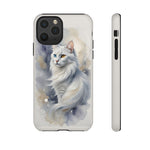 Turkish Angora Cat White Silk Portrait Art Tough Phone Case