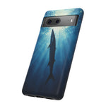 Barracuda Silhouette Phone Case, Sunlit Marine Art Tough Cover