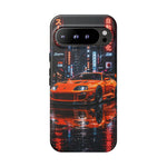 Orange Supra Phone Case, Neon City Night JDM Sports Car Tough Cover