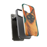 Siamese Cat Retro Halftone Portrait Case - Orange Teal Print