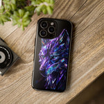 Holographic Wolf Phone Case, Fractured Prism Iridescent Cover