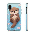 Kawaii Otter Animal Phone Case, Floating Shell Vector Cute Cover