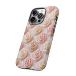 Silk Rose Phone Case, Blush Pink Floral Pattern Tough Cover, Gift