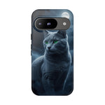 Russian Blue Cat Silver Moonlight Art Tough Phone Case